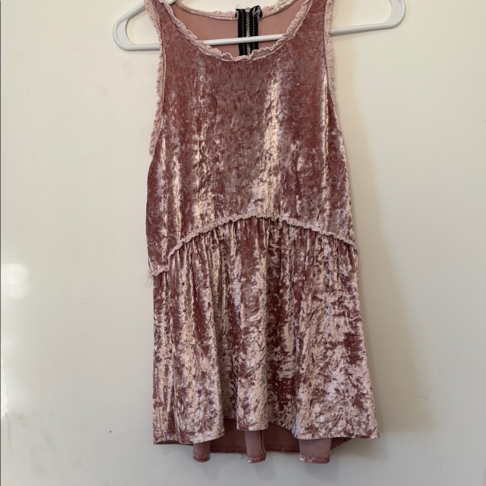 POL Dusty Rose Crushed Velvet Tank Top